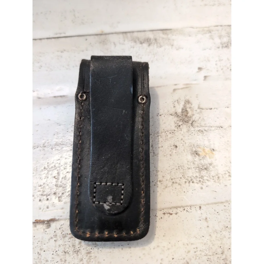 Vintage Case Folding Blade Knife Sheath Black Leather Belt Pouch Case 5
